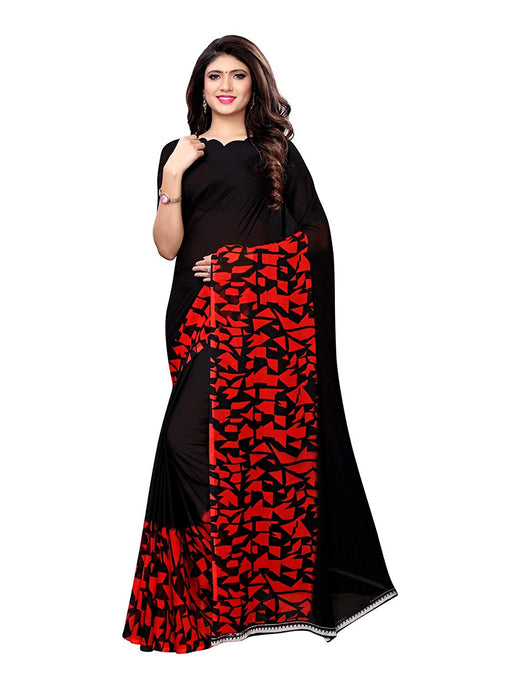 Black, Red Color Georgette Saree only in Bigswipe