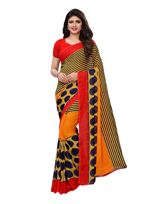 Orange, Navyblue, Multi Color Georgette Saree only in Bigswipe