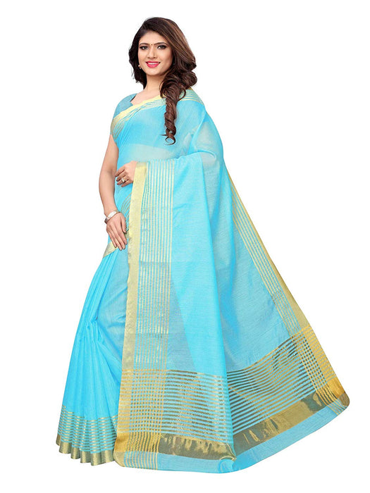 Blue Color Cotton Silk Saree only in Bigswipe