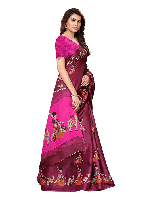 Purple, Magenta Color Khadi Silk (Art Silk) Saree