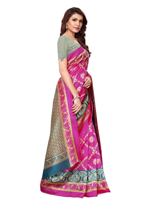 Magenta, Turquoise Color Art Silk Saree only in Bigswipe