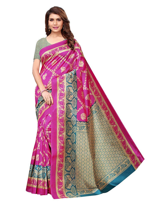 Magenta, Turquoise Color Art Silk Saree only in Bigswipe