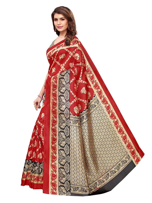 Maroon, Black Color Art Silk Saree only in Bigswipe