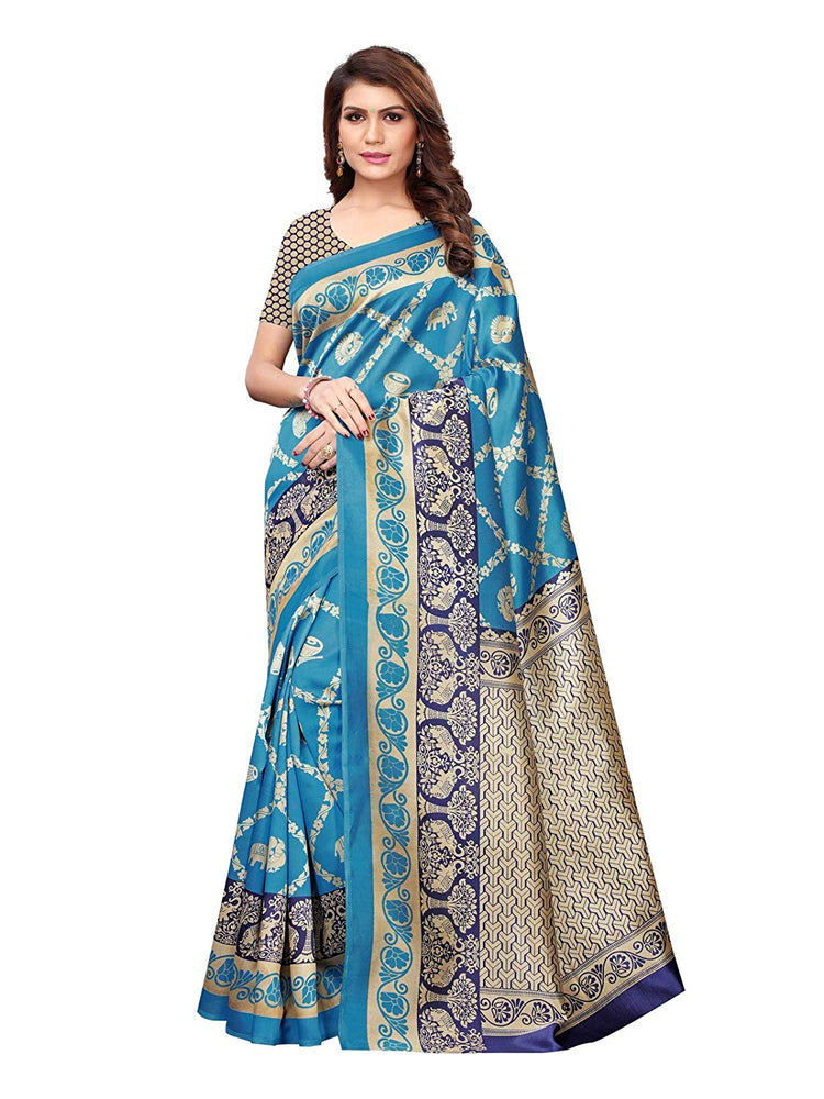 Blue, Navy Blue Color Art Silk Saree only in Bigswipe