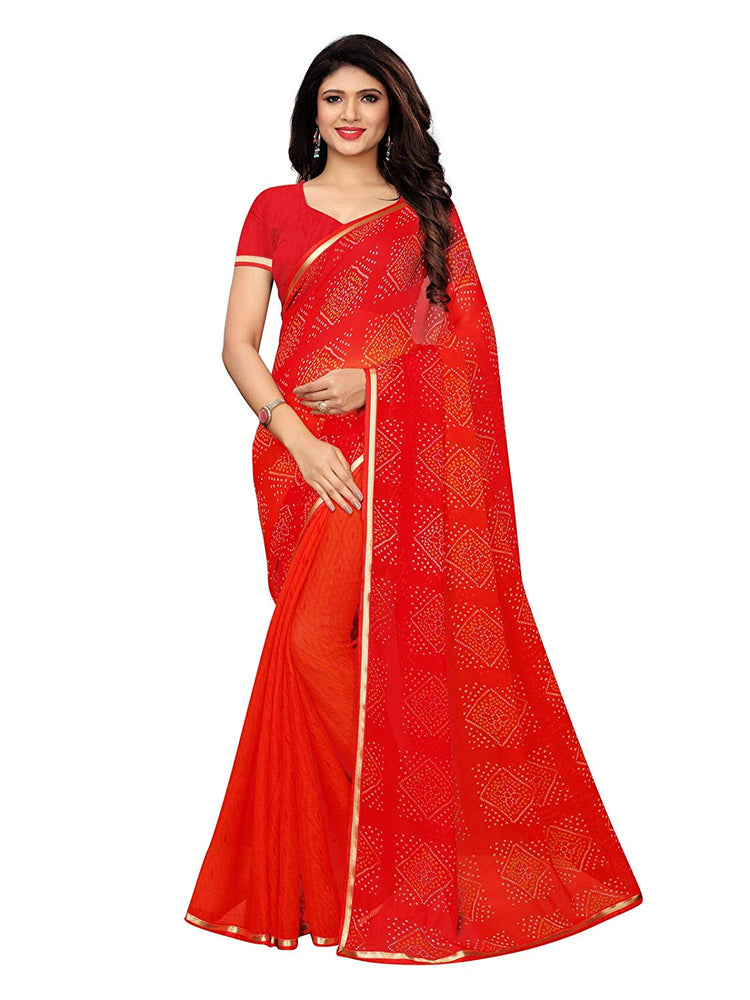 Maroon, Orange Color Chiffon Saree only in Bigswipe