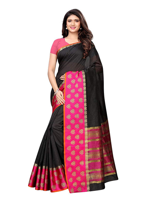 Black Color Poly Silk Saree only in Bigswipe