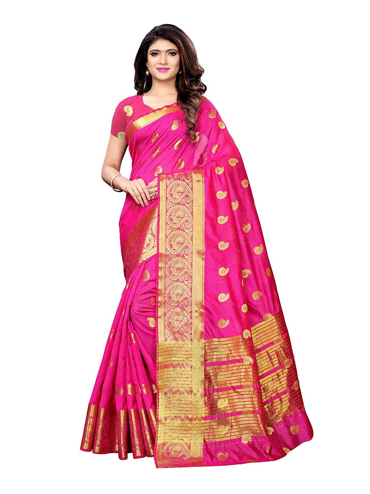 Pink Color Poly Silk Saree only in Bigswipe