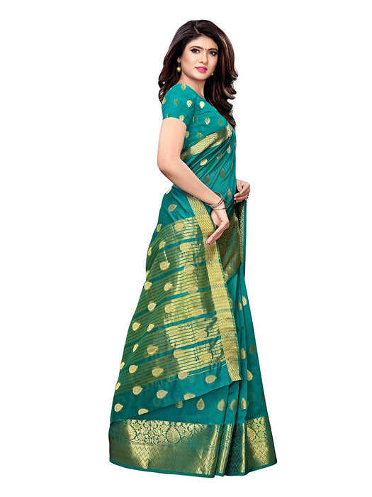 Turquoise Color Poly Silk Saree