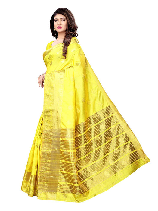 Yellow Color Poly Silk Saree