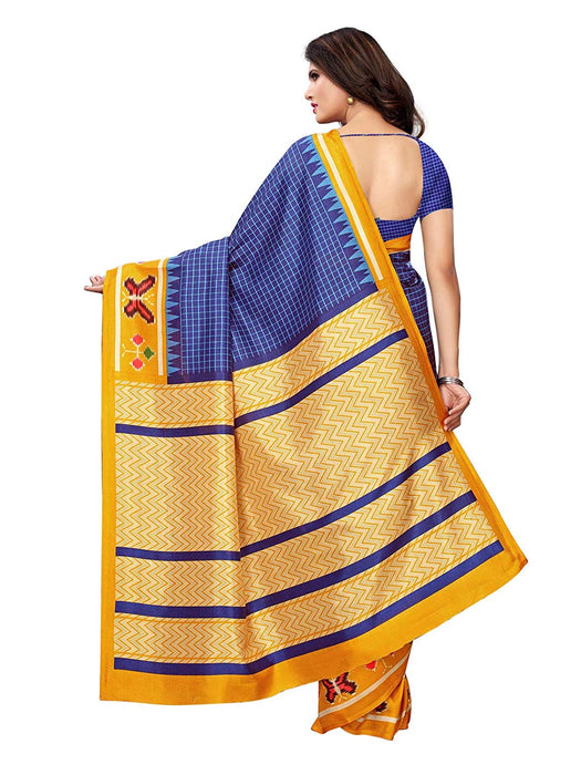 Navy Blue, Multi Color Vichitra Silk (Art Silk) Saree only in Bigswipe