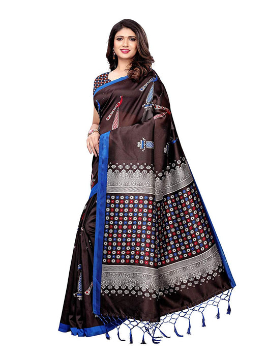 Brown (Coffee), Multi Color Poly Silk Saree only in Bigswipe