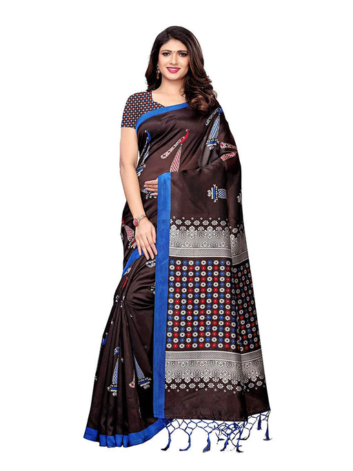 Brown (Coffee), Multi Color Poly Silk Saree only in Bigswipe