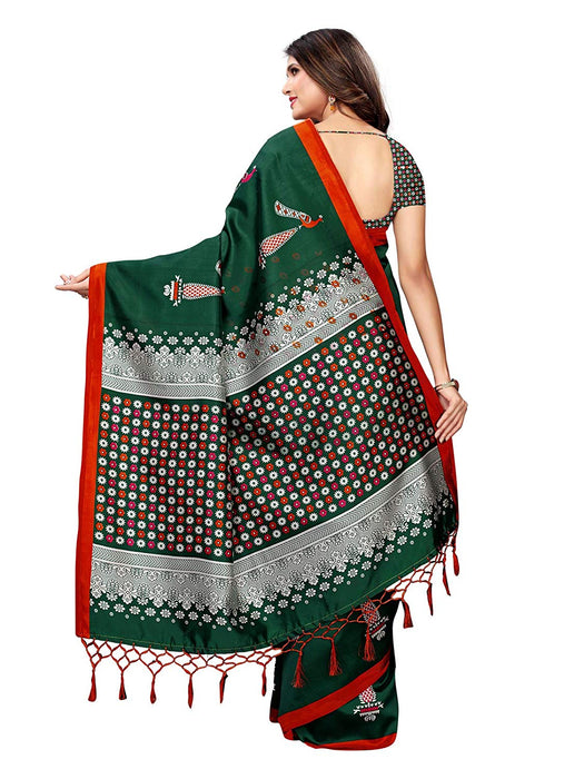 Green, Multi Color Poly Silk Saree only in Bigswipe