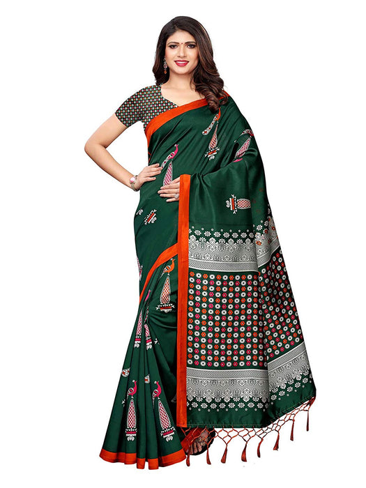 Green, Multi Color Poly Silk Saree only in Bigswipe