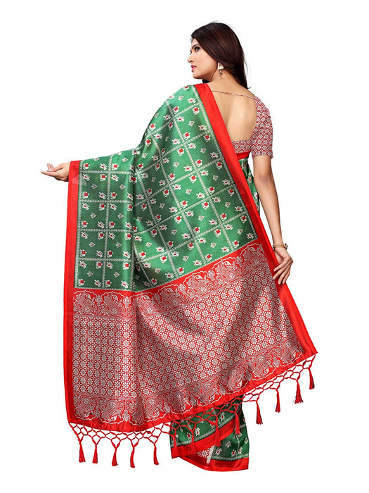 Green, Multi Color Poly Silk Saree only in Bigswipe