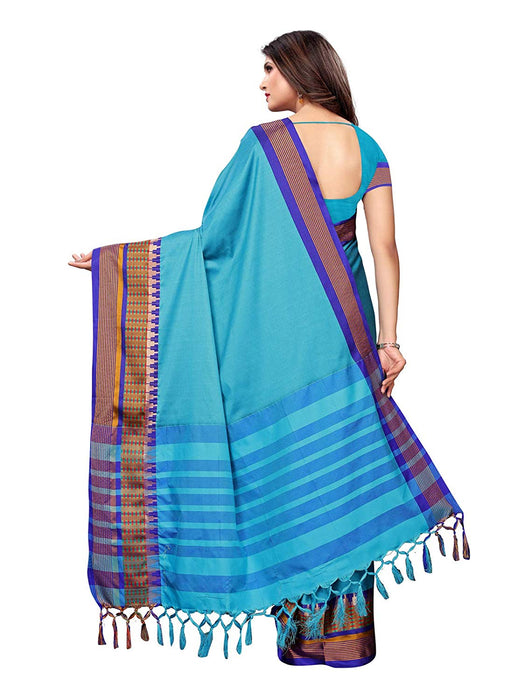 Turquoise, Purple Color Poly Silk Saree