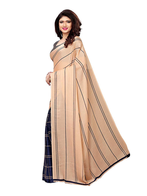 Navy Blue Color Shimmer (Chiffon) Saree only in Bigswipe