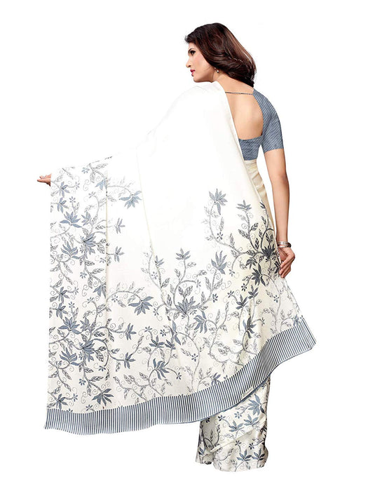 Off White, Grey Color Satin Saree only in Bigswipe