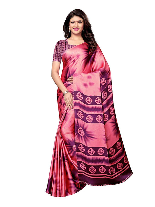 Peach, Purple Color Satin Saree only in Bigswipe