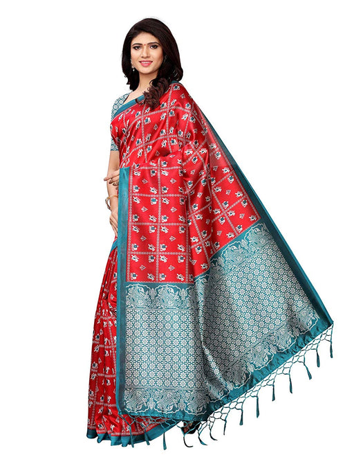 Maroon, Multi Color Poly Silk Saree only in Bigswipe