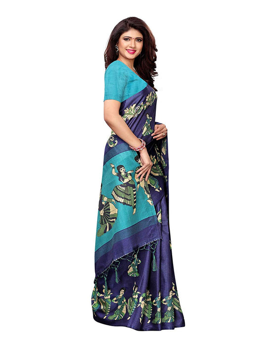 Navy Blue, Turquoise Color Art Silk Saree only in Bigswipe