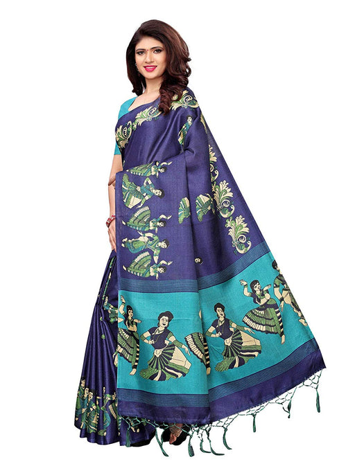 Navy Blue, Turquoise Color Art Silk Saree only in Bigswipe