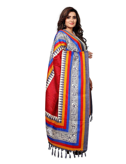 Maroon, Multi Color Bhagalpuri Silk Dupatta only in Bigswipe