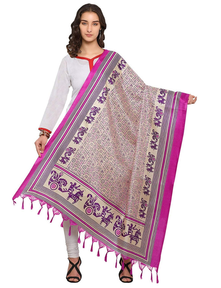 Cream, Pink Color Bhagalpuri Dupatta only in Bigswipe