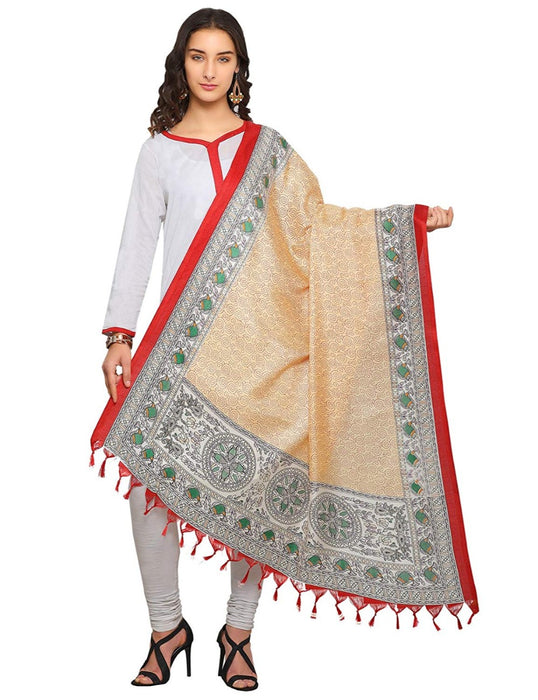 Cream, Multi Color Bhagalpuri Dupatta only in Bigswipe