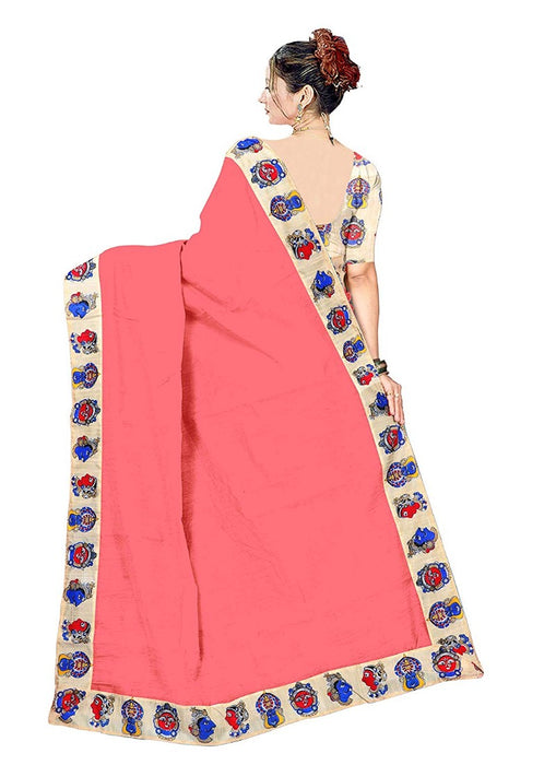 Pink Color Printed Chanderi Silk Saree With Blouse only in Bigswipe