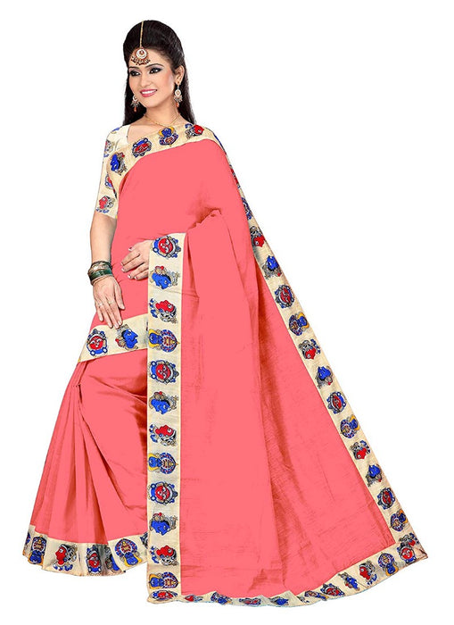 Pink Color Printed Chanderi Silk Saree With Blouse only in Bigswipe