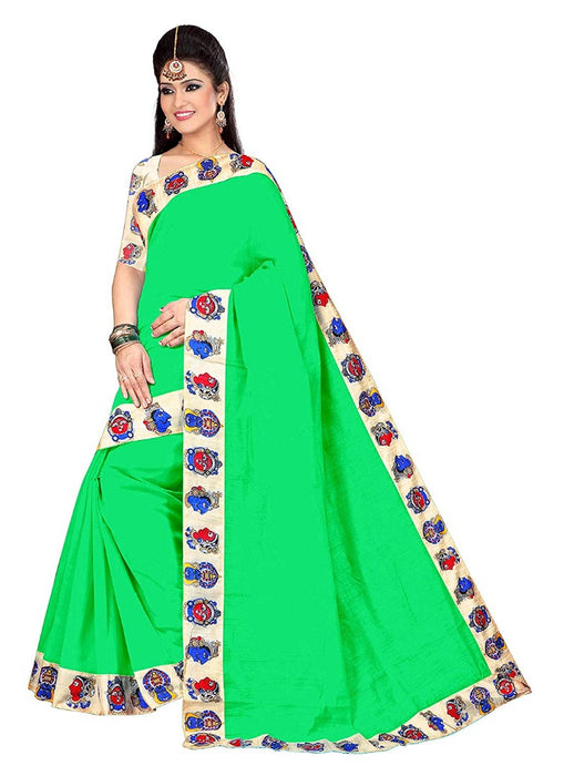 Green Color Printed Chanderi Silk Saree With Blouse only in Bigswipe