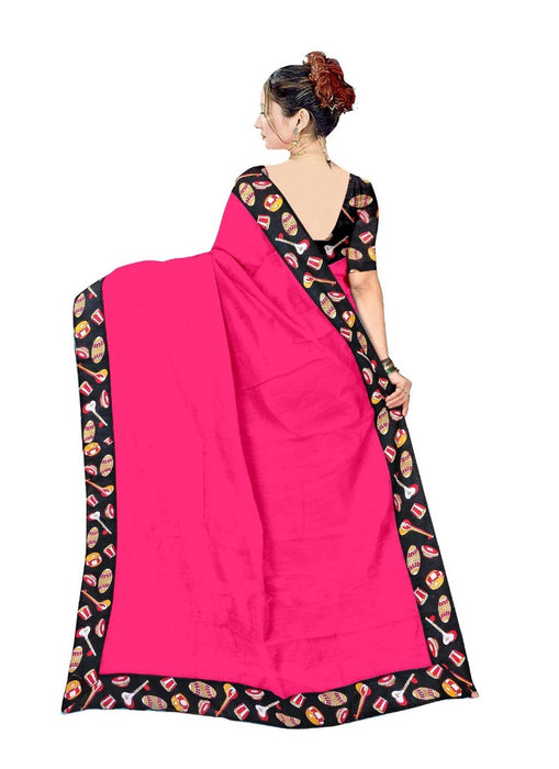 Pink Color Printed Chanderi Silk Saree With Blouse only in Bigswipe