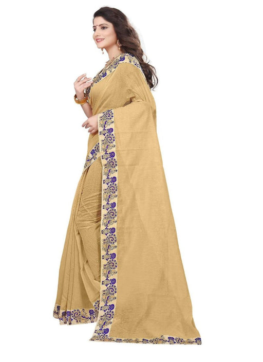 Beige Color Printed Chanderi Silk Saree With Blouse only in Bigswipe