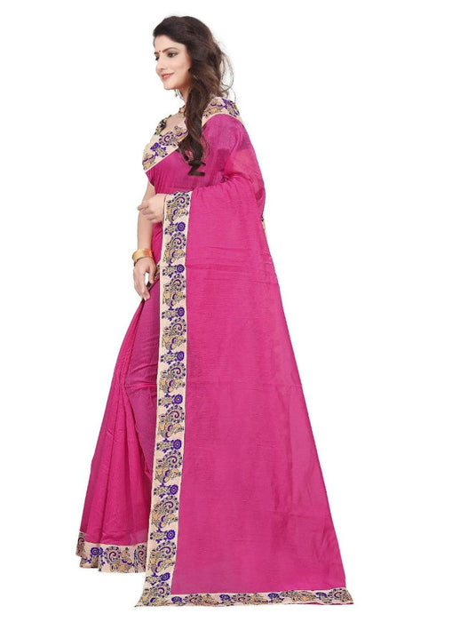 Pink Color Printed Chanderi Silk Saree With Blouse only in Bigswipe