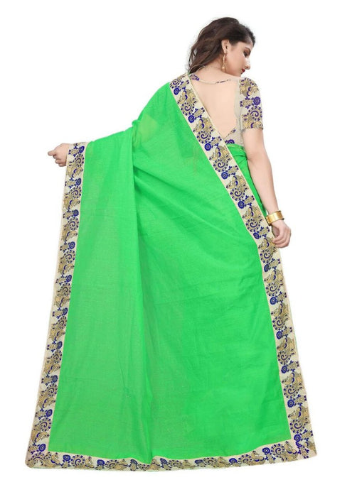 Green Color Printed Chanderi Silk Saree With Blouse only in Bigswipe