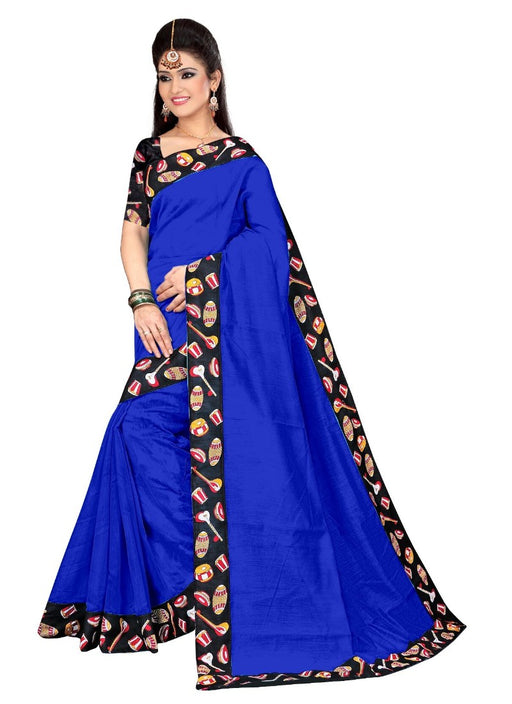 Blue Color Printed Chanderi Silk Saree With Blouse only in Bigswipe