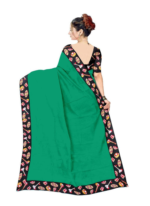 Green Color Printed Chanderi Silk Saree With Blouse only in Bigswipe