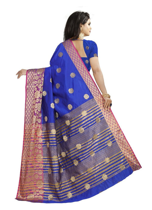 Blue Color Weaving Cotton Silk Saree With Blouse only in Bigswipe