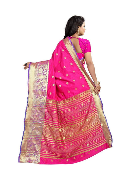 Pink Color Weaving Cotton Silk Saree With Blouse only in Bigswipe