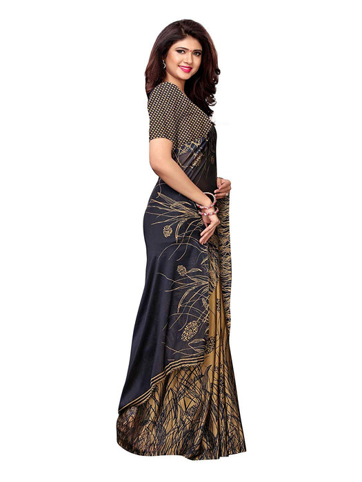 Beige, Black Color Shimmer (Chiffon) Saree only in Bigswipe