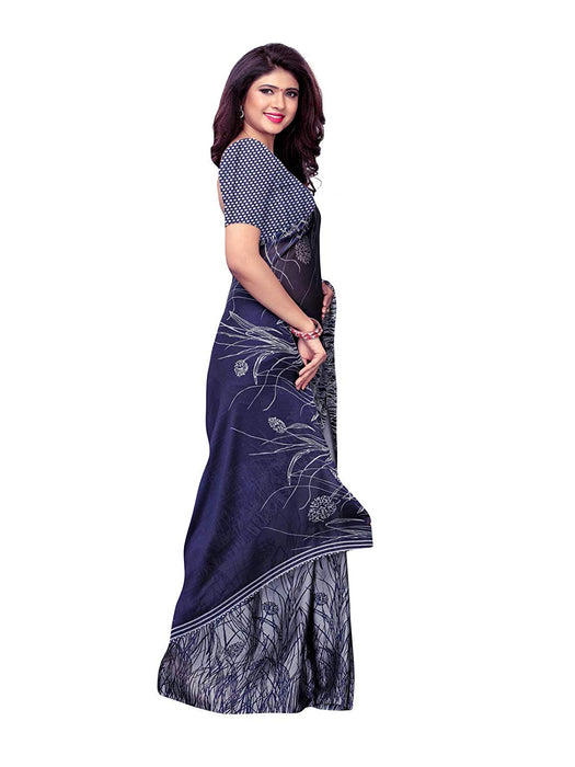 Grey, Navy Blue Color Shimmer (Chiffon) Saree only in Bigswipe