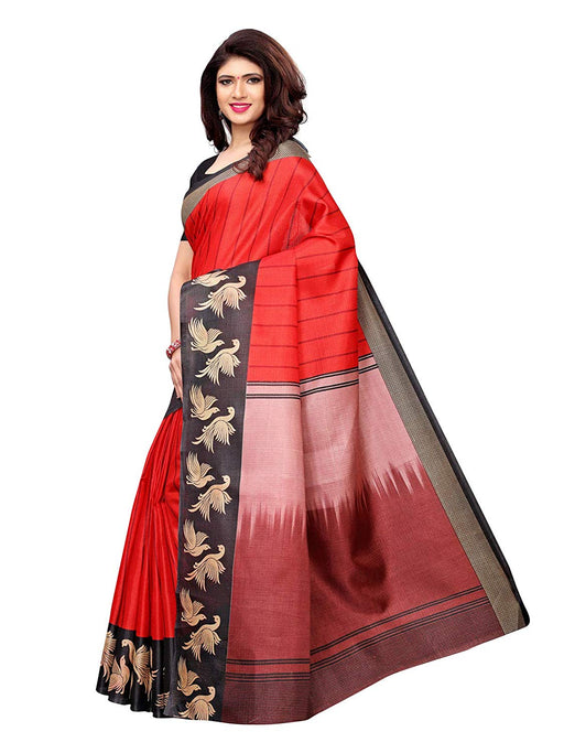 Red, Multi Color Art Silk Saree