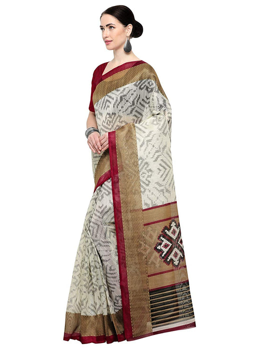 Cream, Multi Color Art Silk Saree only in Bigswipe