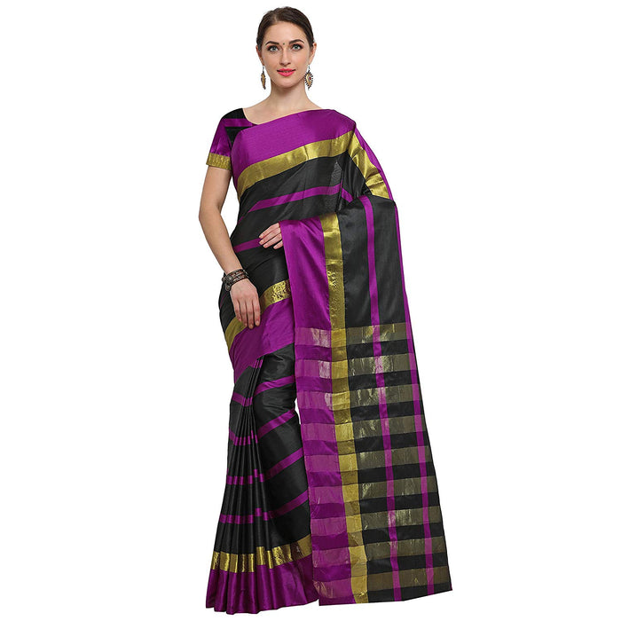 Black, Pink Color Poly Silk Saree only in Bigswipe