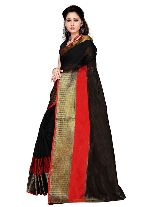 Black,Red Color Chanderi Cotton Saree only in Bigswipe