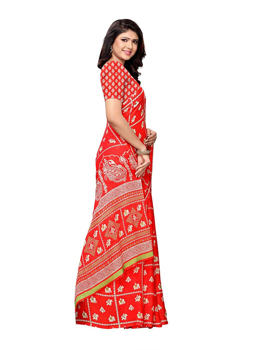 Red, Multi Color Chiffon Saree