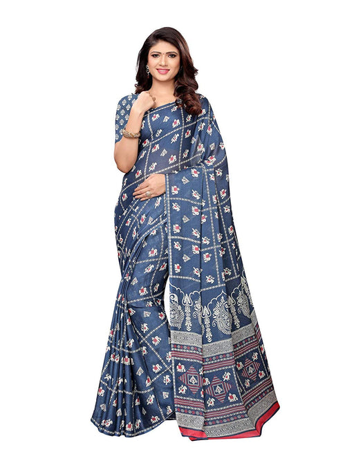 Grey, Multi Color Chiffon Saree only in Bigswipe