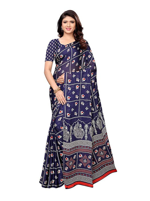 Navy Blue, Multi Color Chiffon Saree only in Bigswipe