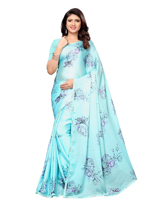 Blue, Multi Color Satin Saree only in Bigswipe